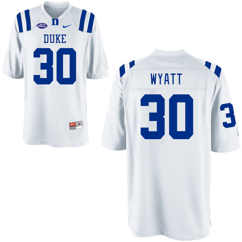 Men #30 Carter Wyatt Duke Blue Devils College Football Jerseys Stitched-White